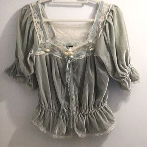 Free People very rare velvet top velvet lt blue
